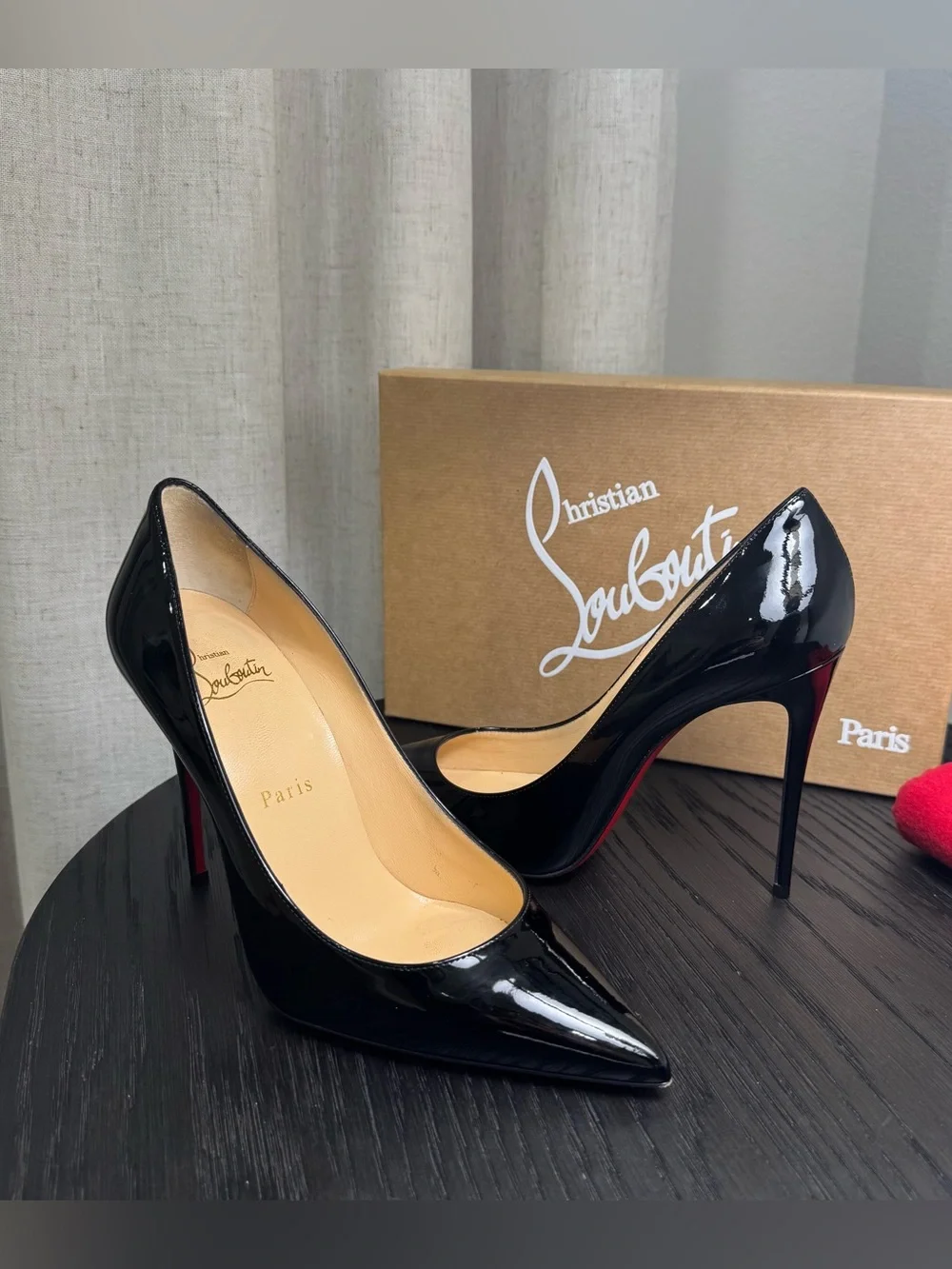 Christian Louboutin Black Patent Leather Pumps with Red Soles